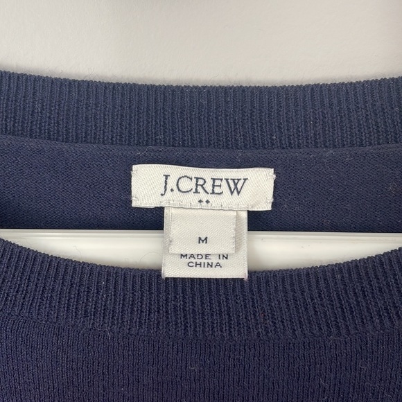 J.Crew Factory Cotton Teddie Flamingo crewneck sweater-Navy Blue & Pink - Picture 2 of 5